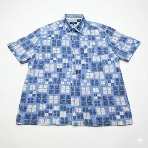 Nat Nast Luxury Originals Silk Blend Shirt Mens Large Blue Geometric L June 2018